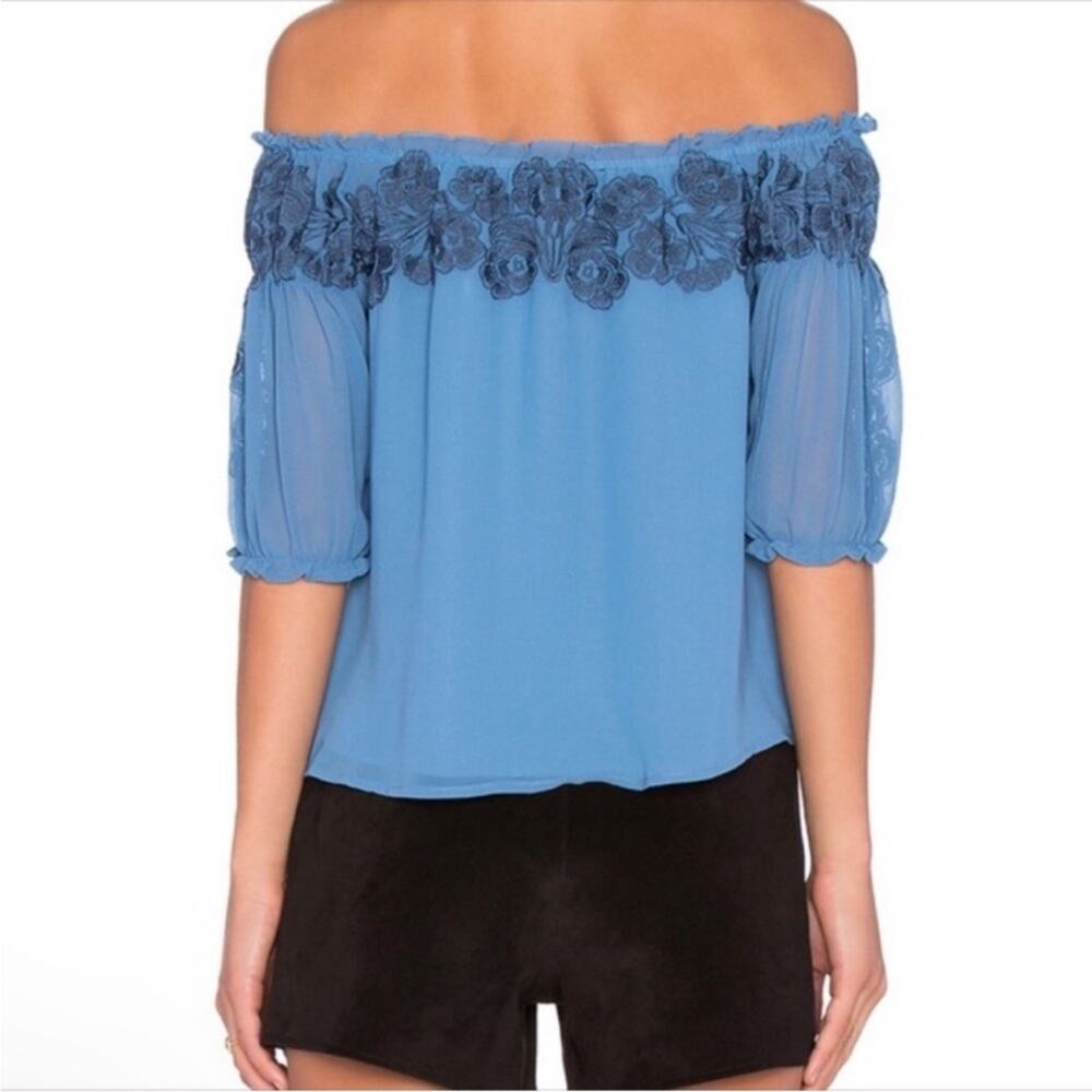 For Love & Lemons Sicily Off Shoulder Top in Deep Blue Sea Size XS - Picture 3 of 8